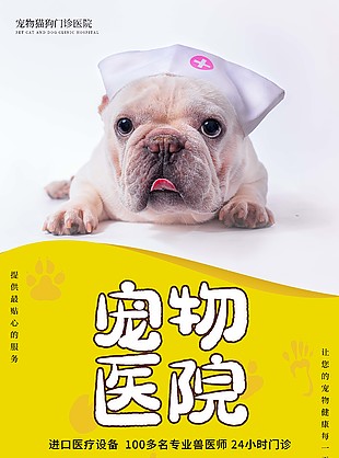 寵物貓狗門診醫(yī)院宣傳海報設(shè)計素材