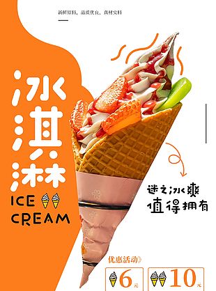 美味冰淇淋甜筒海報