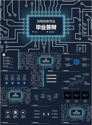 科技感光電信息專業(yè)畢業(yè)答辯PPT模板