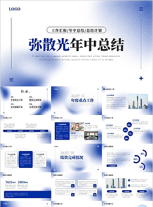 彌散光年中總結工作匯報PPT模板