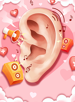 耳朵聽音樂背景素材