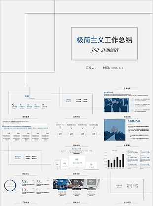 極簡主義工作總結匯報通用PPT素材
