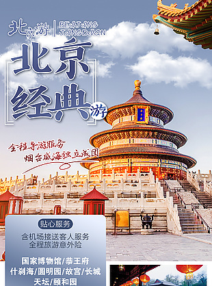 經典北京旅行路線海報