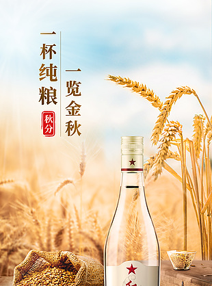 小麦纯粮酒黄色渐变主题海报设计