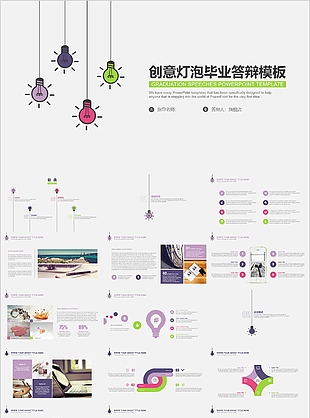 創意燈泡畢業答辯學術報告PPT模板