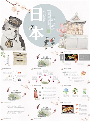 卡通手繪日本水彩風(fēng)格工作總結(jié)PPT模板