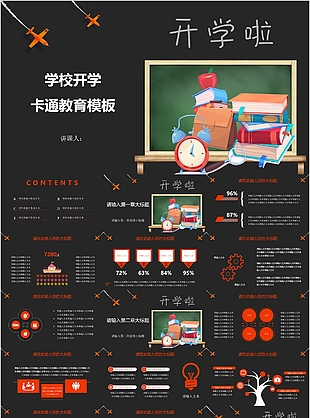 學(xué)校開(kāi)學(xué)卡通教育教學(xué)課件公開(kāi)課PPT模板