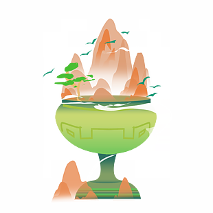 中式山水畫山峰素材