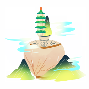 山峰樹林中國山水畫藝術素材