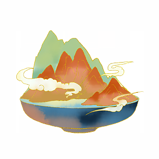 山峰樹林中國山水畫藝術素材