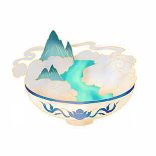 山峰祥云中國風(fēng)水墨畫