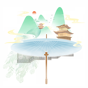仙氣森林唯美風景國風素材