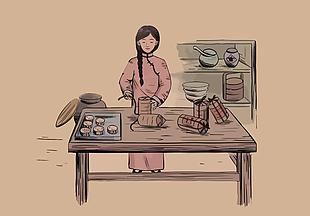 復古典雅月餅包裝圖設計