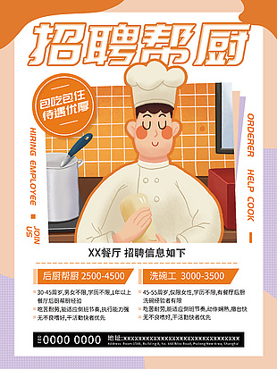 招聘幫廚創意海報