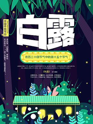 白露节气创意知识科普海报素材