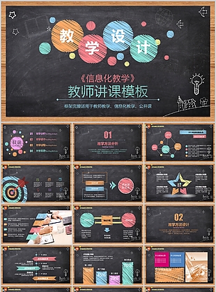 创意黑板风信息化教学课件PPT模板