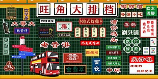 老香港旺角大排檔灣仔碼頭地名模板