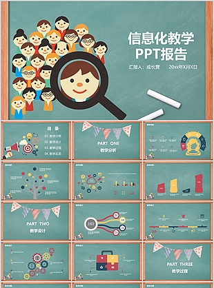 創意卡通信息化教學工作報告PPT模板