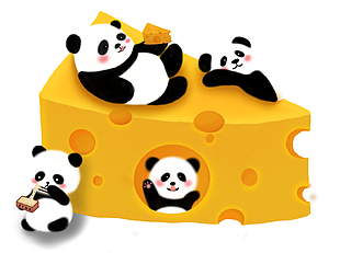 創(chuàng)意可愛水彩手繪小熊貓爬奶酪素材設(shè)計