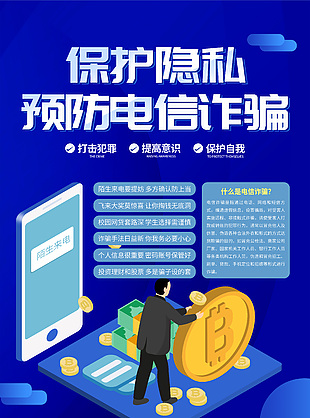 保護隱私預防電信詐騙宣傳海報設計素材
