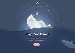 深藍色大氣404頁面設計
