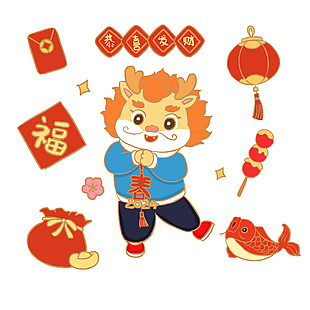 龙年新年创意手账贴纸素材大全