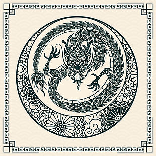 2024龍年剪紙插畫