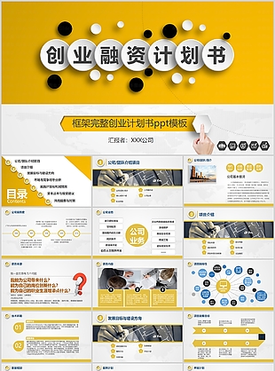 框架完整實用創業融資計劃書PPT模板