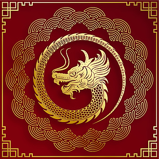 喜慶龍年春節插畫設計