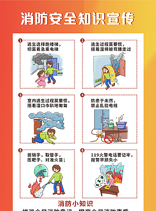卡通消防安全知識宣傳公益海報圖設計