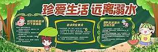 預防溺水校園黑板報設計