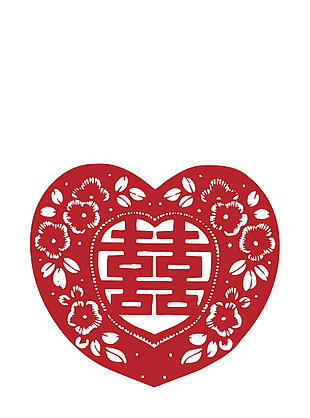 紅色雙喜民俗剪紙
