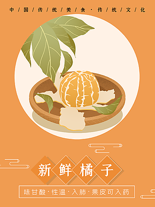 精美手繪新鮮甘酸橘子插畫(huà)海報(bào)圖設(shè)計(jì)