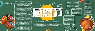 感恩節卡通黑板報設計