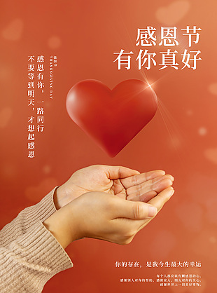 感恩節有你真好攝影海報宣傳素材