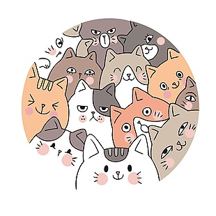 可愛手繪小貓插畫