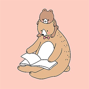 可愛粉色小熊插畫