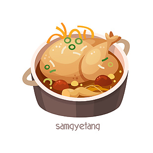 韩式参鸡汤插画设计