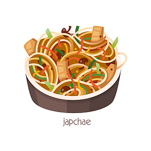韩式炒杂菜插画