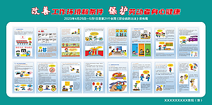 卡通实用职业病防治法宣传周医疗展板设计