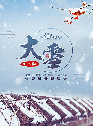 蒼山覆雪凍天寒創意節氣海報