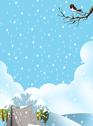 唯美简约插画风冬季雪景H5背景图下载