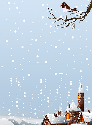 简约手绘卡通冬季雪景H5背景图下载