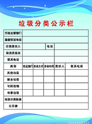 垃圾分类公示栏