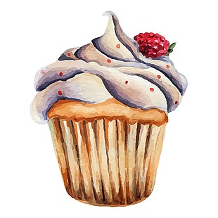 水果小纸杯蛋糕插画