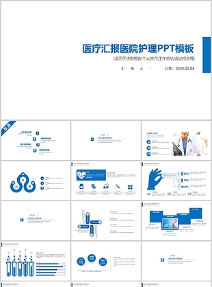 简约医疗汇报医院护理报告PPT模板