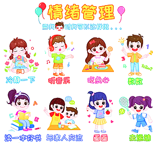 創意可愛卡通情緒管理學校展板設計