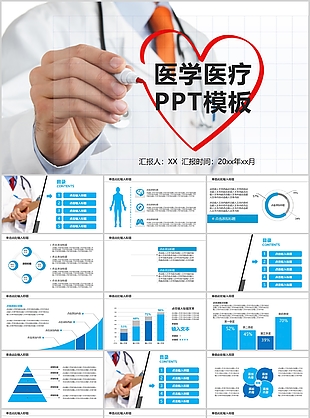 實用簡約醫學醫療工作匯報PP模板