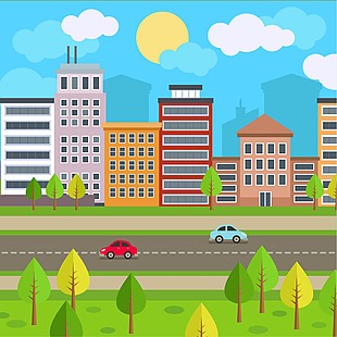 都市城市建设道路风景画