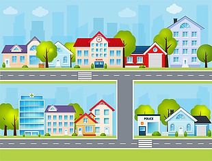 创意城市道路背景插画